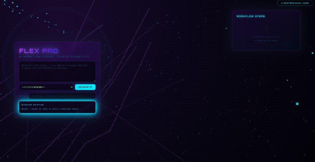 Flex Pad Professional mode interface